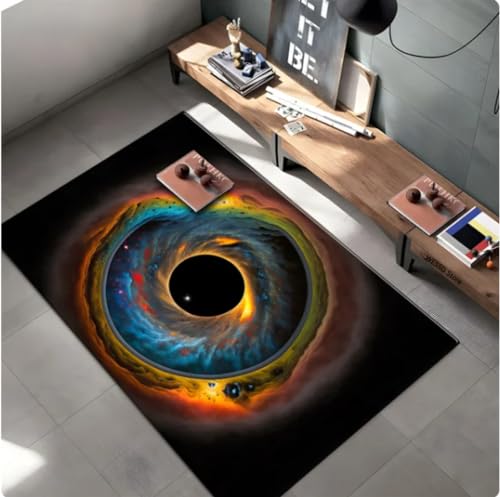 VJKFSWG Teppiche für Schlafzimmer, Universum-Teppich, Planet, schwarzes Loch, Weltraum-Teppich, Badematte, 200 x 300 cm von VJKFSWG