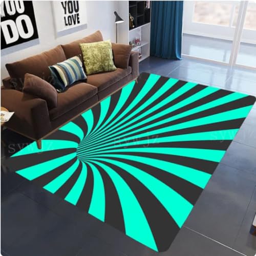 VJKFSWG Vortex Illusion Teppich Eingangstür Bodenmatte Abstrakte geometrische optische Fußmatte Wohnzimmer Dekor Teppich 200x300cm von VJKFSWG