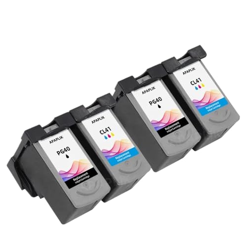 VJSLWPIB APAPLIK-kompatible PG-40 CL-41 Tintenpatronen Kompatibel mit IP1180 IP1200 IP1300 MP145 MP150 MP160 MP170 MP180 Drucker(2Black and 2Color) von VJSLWPIB