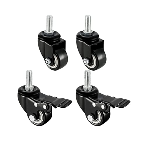 4Pcs Heavy Duty Swivel Caster Stem Mit Bremse Trolley Möbel Caster M8/M10 Gewinde Stem(1.5inch M8 type 2) von VJYVRXLB