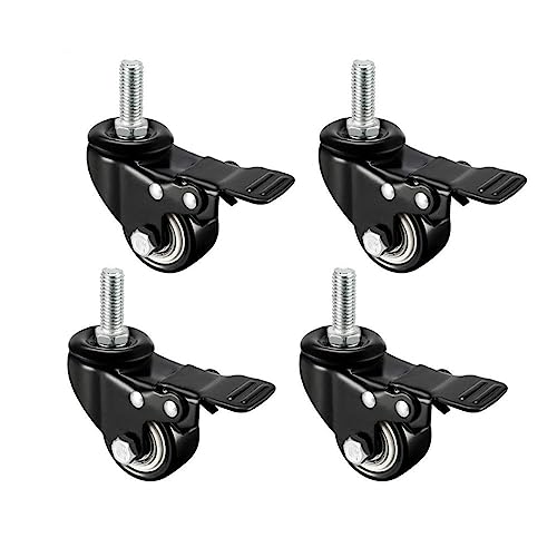 4Pcs Heavy Duty Swivel Caster Stem Mit Bremse Trolley Möbel Caster M8/M10 Gewinde Stem(2inch M10 type 1) von VJYVRXLB