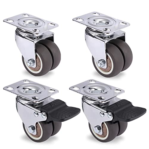 4Pcs Schwenkbare Möbelrollen 1,5 Zoll 2 Zoll Heavy Duty Soft Rubber Roller Möbelräder mit Bremse(Brake and no brake,1.5 Inch) von VJYVRXLB