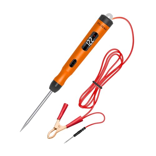 VKALTUL Spannungsprüfer Auto P50, DC 6V/12V/24V Digital Prüflampe KFZ mit 3 Modi Spannungsmessung Erkennung von Positiver Negativer Richtung Frequenzvorhersage für Kfz-Schaltkreisreparatur von VKALTUL