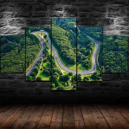 VKEXVDR Leinwandbild Für Wanddekoration 5 Stück Nürburgring Track Circuit Rallye Fotodruck Auf Leinwand 5 Teilig Leinwanddrucke Leinwand Stück Artwork Home Decor Bild Für Zimmer von VKEXVDR