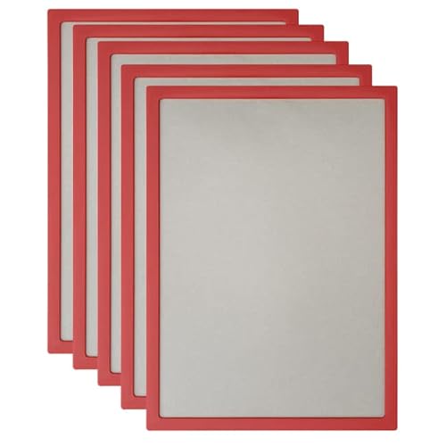 VKF Renzel GmbH Vorteilspack 5x Plakatrahmen DIN A4 - Infotafel - Bilderrahmen - 6 Farbvarianten - inkl. entspiegelter PVC-Abdeckfolien (rot ähnl. RAL 3020) von VKF Renzel