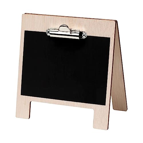 4x Holz Tischkartenhalter „Carum“ DIN A6 mit Metallklemme mit Schiefertafellack von VKF Renzel
