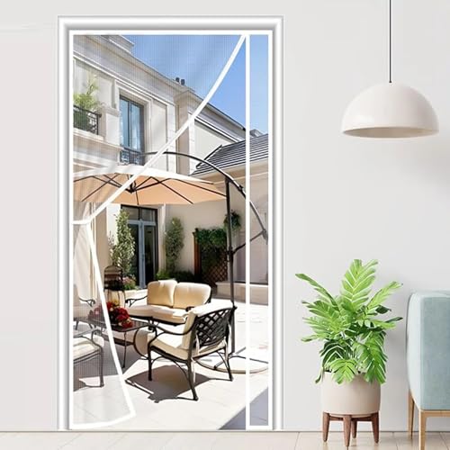 Magnet Fliegengitter Balkontür Weiß 75x200cm Insektenschutz Vorhang Fenster Terrassentür,Magnetische Adsorption Faltbar für Türen/Fenster von VKHPJP
