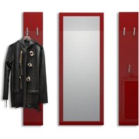 Garderoben Set Paneel Wandgarderobe Wandhaken Spiegel Flur Möbel Spot Hochglanz - Bordeaux Hochglanz - Bordeaux Hochglanz - Vladon von VLADON