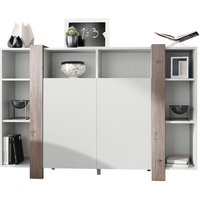 Vladon - Highboard Kommode Anrichte Buffet Wohnzimmer Schrank Ida V2 in Weiß - Blenden in Eiche Nordic Ida Highboard V1 - Blenden in Eiche Nordic Ida von VLADON