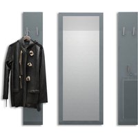 Garderoben Set Paneel Wandgarderobe Wandhaken Spiegel Flur Möbel Spot Hochglanz - Grau Hochglanz - Grau Hochglanz - Vladon von VLADON