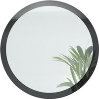 Vladon Spiegel rund Wandspiegel Globe 80 cm mit MDF-Rahmen, für Flur & Wohnzimmer - Schwarz Hochglanz - Schwarz Hochglanz von VLADON