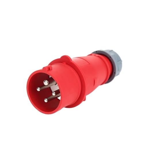 32A 4-polig 380V-415V IP44 3P+E Netzteil wasserdichter Stecker und Steckdose Industriestandort staubdichter männlicher und weiblicher elektrischer Steckverbinder(024X 32A 4pin) von VLALAMNO