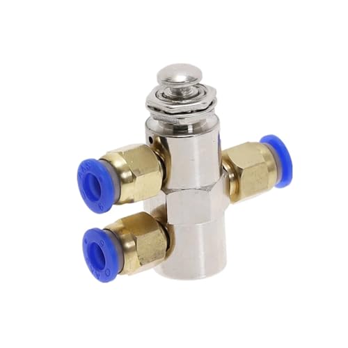 Auslassventil 2 Positionen 5-Wege Ein/Aus M5-Gewinde-Druckknopfschalter TV-4P Luftpneumatisches mechanisches Ventil mit Zubehör(6MM) von VLALAMNO