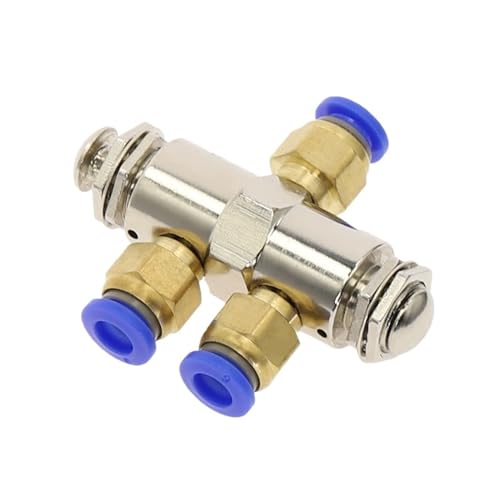 Auslassventil 2-Positionen-5-Wege-M5-Gewinde-Doppelkopf-Knopfschalter TAC2-4PP Luftpneumatisches mechanisches Ventil mit Zubehör(TAC2-4PP-PC4MM) von VLALAMNO