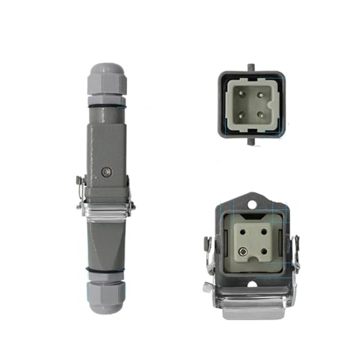 HDC-HA rechteckiger Hochleistungsstecker 4 5 6 8-poliger wasserdichter Industriestecker und Steckdose for die Luftfahrt 250 V 10 A/16 A(4 core-04) von VLALAMNO