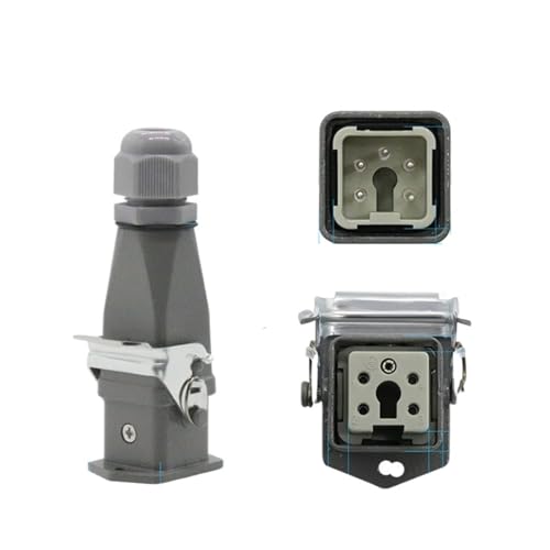 HDC-HA rechteckiger Hochleistungsstecker 4 5 6 8-poliger wasserdichter Industriestecker und Steckdose for die Luftfahrt 250 V 10 A/16 A(5 core) von VLALAMNO