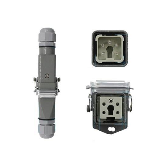 HDC-HA rechteckiger Hochleistungsstecker 4 5 6 8-poliger wasserdichter Industriestecker und Steckdose for die Luftfahrt 250 V 10 A/16 A(5 core-04) von VLALAMNO