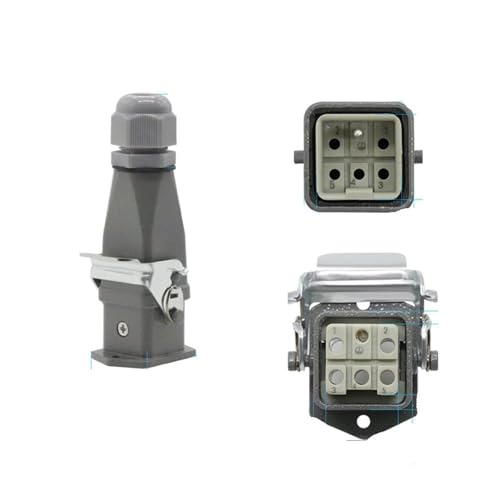 HDC-HA rechteckiger Hochleistungsstecker 4 5 6 8-poliger wasserdichter Industriestecker und Steckdose for die Luftfahrt 250 V 10 A/16 A(6 core) von VLALAMNO
