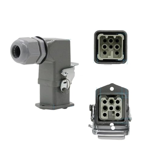 HDC-HA rechteckiger Hochleistungsstecker 4 5 6 8-poliger wasserdichter Industriestecker und Steckdose for die Luftfahrt 250 V 10 A/16 A(8 core-01) von VLALAMNO