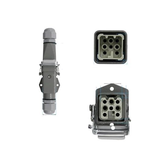 HDC-HA rechteckiger Hochleistungsstecker 4 5 6 8-poliger wasserdichter Industriestecker und Steckdose for die Luftfahrt 250 V 10 A/16 A(8 core-04) von VLALAMNO