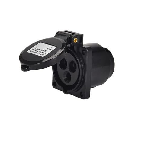 IP44-Schnellinstallationssteckdose for Bühnenlicht, LED-Netzkabel, 3-poliger Panel-Power-Audio-Netzstecker, Industriestecker, 3P, 16 A, 200–250 V(Panle Socket Black) von VLALAMNO