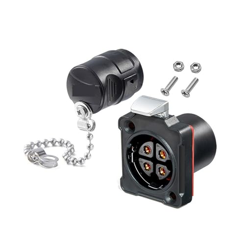 Kunststoff 4Pin BD24 M24 wasserdichtes Kabel Stromanschluss Schweißen Luftfahrt Stecker Buchse Industriestecker KL4-5b(Female Flange Socket) von VLALAMNO