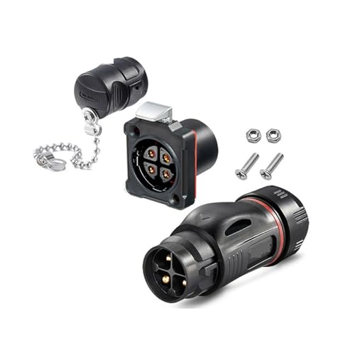 Kunststoff 4Pin BD24 M24 wasserdichtes Kabel Stromanschluss Schweißen Luftfahrt Stecker Buchse Industriestecker KL4-5b(Male Plug) von VLALAMNO