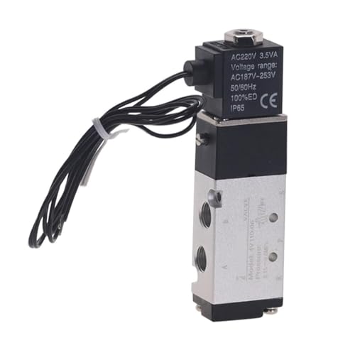 Magnet-Pneumatikventil 4V110-06 5-Wege-Luftkompressor mit 2 Positionen, 12 V, 24 V, 110 V, 220 V(ONLY 4V110-06 Wire,AC110V) von VLALAMNO