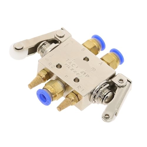 Pneumatisches mechanisches Ventil TAC2-41PP+34C Auslassventil 2-Positionen 5-Wege 1/8 Gewinde Doppelkopf-Rollenhebel-Umschaltventilzubehör(TAC2-41PP-PC4MM) von VLALAMNO