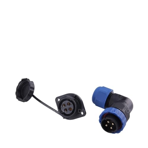 SP20 IP68 Flanschtyp 90 Grad Winkelstück wasserdichter Stecker Steckdose Winkel Luftfahrtstecker 1/2/3/4/5/6/7/9/10/12/14 Pin(SPW20-4F) von VLALAMNO