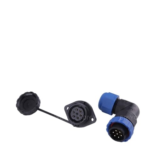 SP20 IP68 Flanschtyp 90 Grad Winkelstück wasserdichter Stecker Steckdose Winkel Luftfahrtstecker 1/2/3/4/5/6/7/9/10/12/14 Pin(SPW20-7F) von VLALAMNO