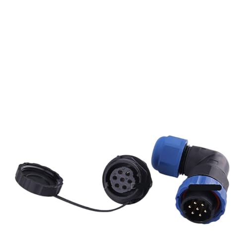 SP20 IP68 hintere Mutter 90-Grad-Winkel wasserdichter Stecker 1/2/3/4/5/6/7/9/10/12/14-poliger Industrie-Winkel-Luftfahrtstecker(SPW20-7L) von VLALAMNO