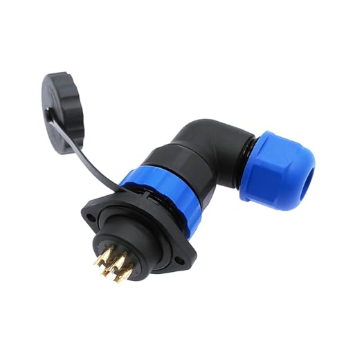 SP20 IP68 wasserdichter Steckverbinder, 2-Loch-Flanschbuchse, 2/3/4/5/6/7/8/9/12/14-poliger 90-Grad-Winkelwinkel-Stecker(14 pin) von VLALAMNO