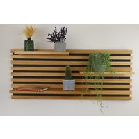 Wall Shelf Made Of Solid Oak, Wooden Shelf, Wall Slats With Three Shelves von VLAMONDesigns