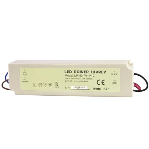 12 V Power Supply 150W 12A LED Switch Mode Driver Transformer Waterproof IP67 Plastic White for LEDs Light Bars von VLFUMUXKQ