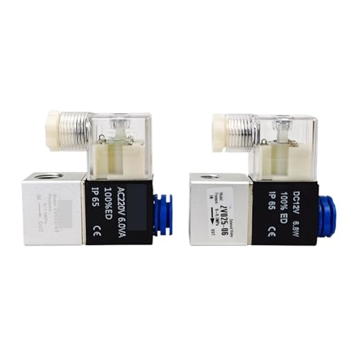 VLFUMUXKQ 10pcs 2V025-08/06 for Air Solenoid Valve Pneumatic Control Valves Normally Closed DC 12V 24V 220V 110V 2 Way 2 Position(2V025-06 DC12V,with 6mm) von VLFUMUXKQ