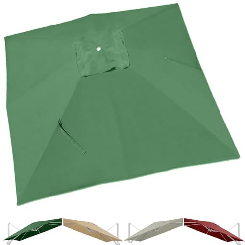 VLKLPZAHAK 3m Terrassenschirm Ersatzdach Quadratisch Ampelschirm Ersatzbezug 8 Rippen Markttisch Sonnenschirm Ersatz Baldachin for Garten Pavillon Hof Pool(Green,2.5x2.5m (8.2x8.2ft)) von VLKLPZAHAK
