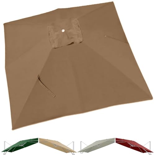 VLKLPZAHAK 3m Terrassenschirm Ersatzdach Quadratisch Ampelschirm Ersatzbezug 8 Rippen Markttisch Sonnenschirm Ersatz Baldachin for Garten Pavillon Hof Pool(Khaki,4x3m (13x9.8ft)) von VLKLPZAHAK