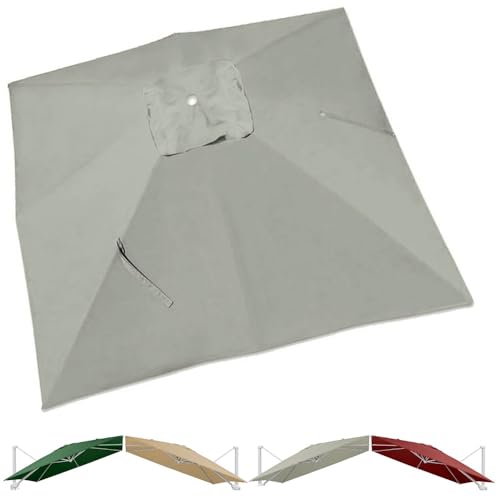 VLKLPZAHAK 3m Terrassenschirm Ersatzdach Quadratisch Ampelschirm Ersatzbezug 8 Rippen Markttisch Sonnenschirm Ersatz Baldachin for Garten Pavillon Hof Pool(Light Grey,4x3m (13x9.8ft)) von VLKLPZAHAK