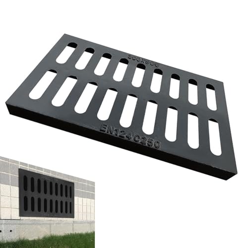 VLKLPZAHAK Abflussabdeckung Für Außenbereich Auffangbecken-Abflussgitter Ersatz-Abflussgitter Aus Gusseisen, Hochleistungs-Kanalgitter, Auffahrtsgrabenabdeckung(50x30cm-20x12in) von VLKLPZAHAK
