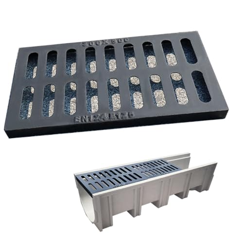 VLKLPZAHAK Entwässerungsgitter Hochleistungs-Abflussgitter Gusseisen-Kanalgitter Für Außenbereich, Beton-Abflussabdeckung, Metall-Kegelbeckengitter, Flaches Kanalgitter(50x40cm-20x16in) von VLKLPZAHAK