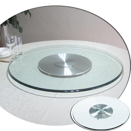 VLKLPZAHAK Glas Drehteller Esstisch Servierplatte 360 °Drehbare Drehplatte Tischplatte Drehtablett Großer Plattenteller Mit Silent Base(88cm-34.6in) von VLKLPZAHAK