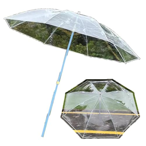 VLKLPZAHAK Großer Regenschirm Transparente PVC-Gartenschirm Wasserabweisend Marktschirm 8-Rippen Regenschirm Für Garten, Tragbarer Tischschirm von VLKLPZAHAK