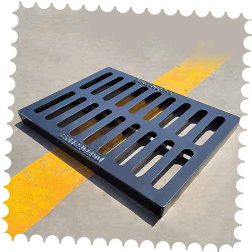 VLKLPZAHAK Kanal-Abflussgitter 50x25cm Garagen Außenablaufabdeckung Gusseisen Bodenablaufabdeckung Für Plaza Schule, Einfach Zu Installieren(50x30x4cm-20x12x1.6in) von VLKLPZAHAK