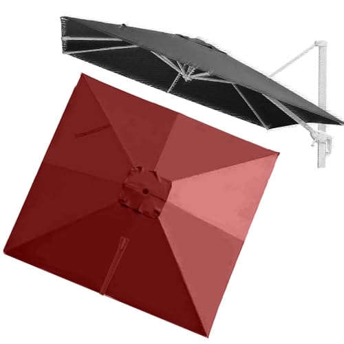 VLKLPZAHAK Rechteckig Sonnenschirm Ersatzdach 250x250cm Ampelschirm Terrassenschirm Ersatzstoff Marktschirm 8 Rippen Gartenschirm Ersatz Baldachin(Burgundy,2.5x2.5m (8.2x8.2ft)) von VLKLPZAHAK