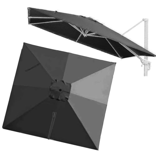 VLKLPZAHAK Rechteckig Sonnenschirm Ersatzdach 250x250cm Ampelschirm Terrassenschirm Ersatzstoff Marktschirm 8 Rippen Gartenschirm Ersatz Baldachin(Grey,2.5x2.5m (8.2x8.2ft)) von VLKLPZAHAK