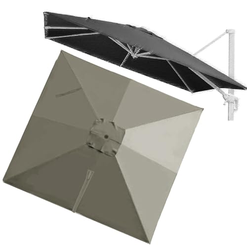 VLKLPZAHAK Rechteckig Sonnenschirm Ersatzdach 250x250cm Ampelschirm Terrassenschirm Ersatzstoff Marktschirm 8 Rippen Gartenschirm Ersatz Baldachin(Light Grey,2.5x2.5m (8.2x8.2ft)) von VLKLPZAHAK