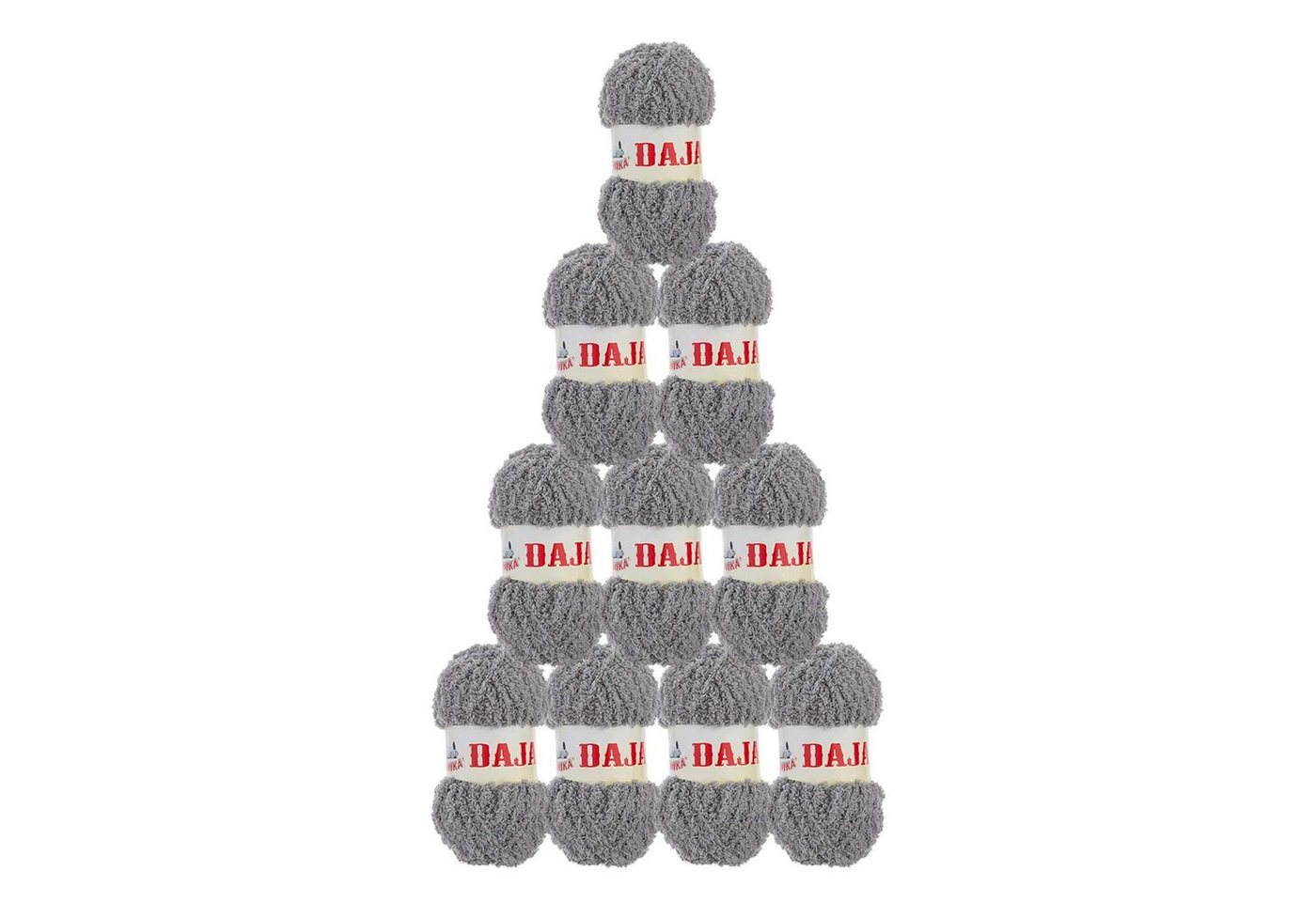 VLNIKA 10 x 50g Kuschelgarn DAJA Häkelwolle, grau von VLNIKA