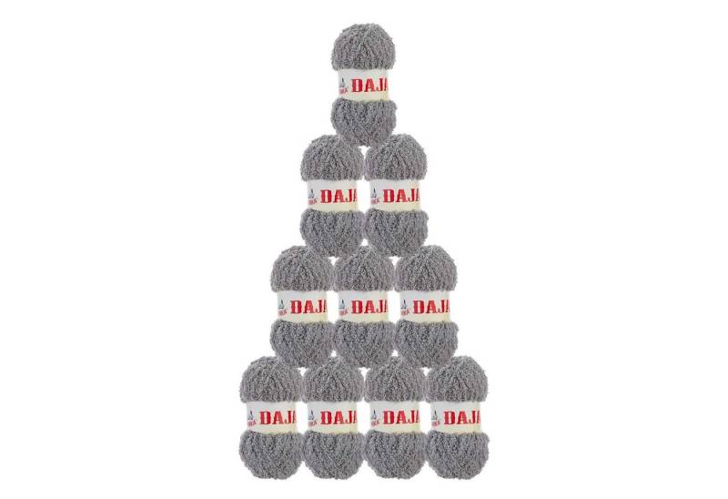 VLNIKA 10 x 50g Kuschelgarn DAJA Häkelwolle, grau von VLNIKA
