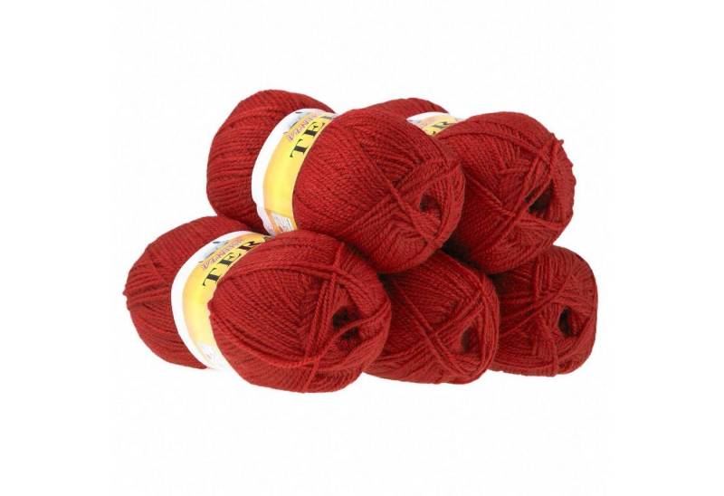 VLNIKA 5 x 100g Strickgarn TERA Uni Häkelwolle, 310 m, 71 blutrot von VLNIKA